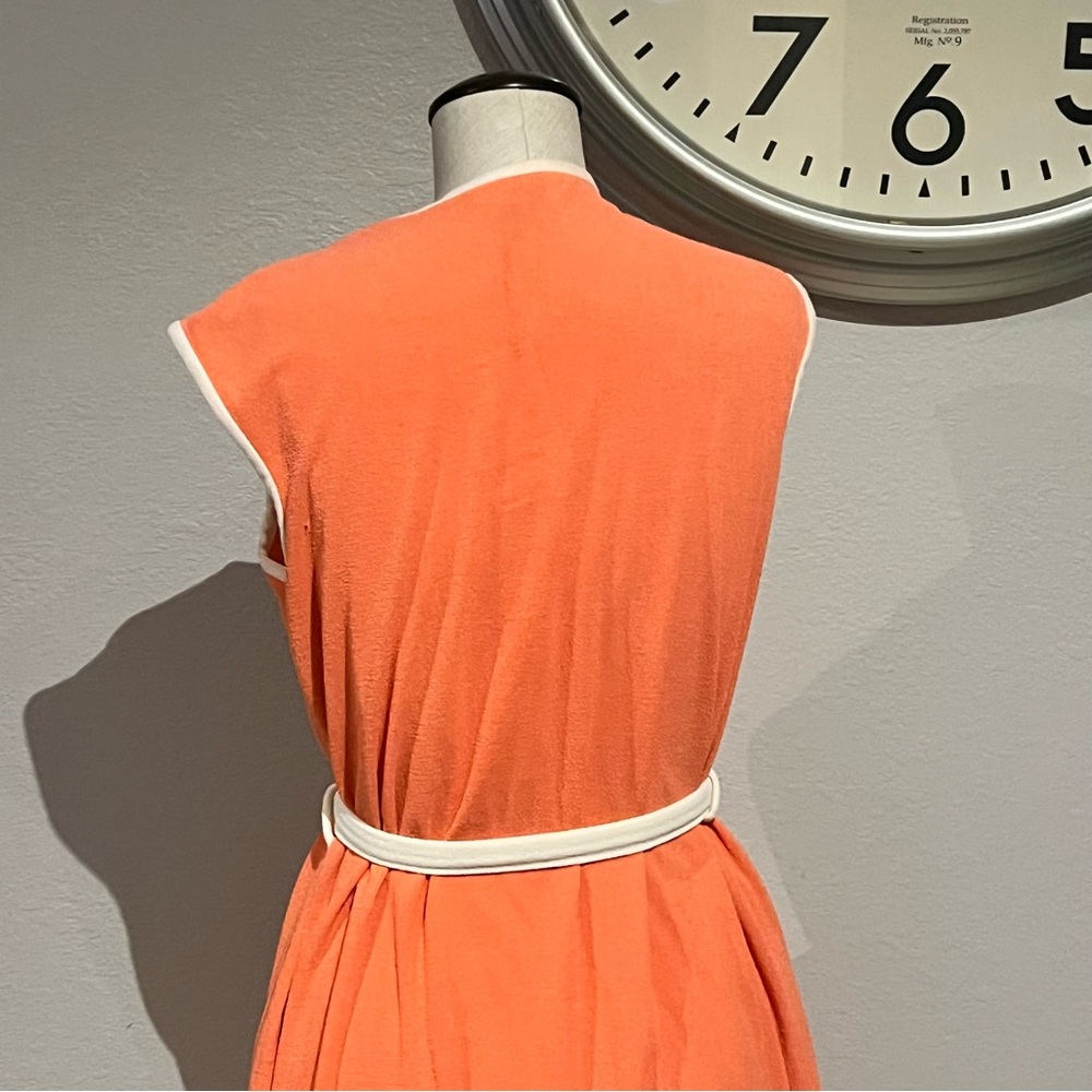 Vintage Orange Midi Dress with Cream Trim - Picture 3 of 5